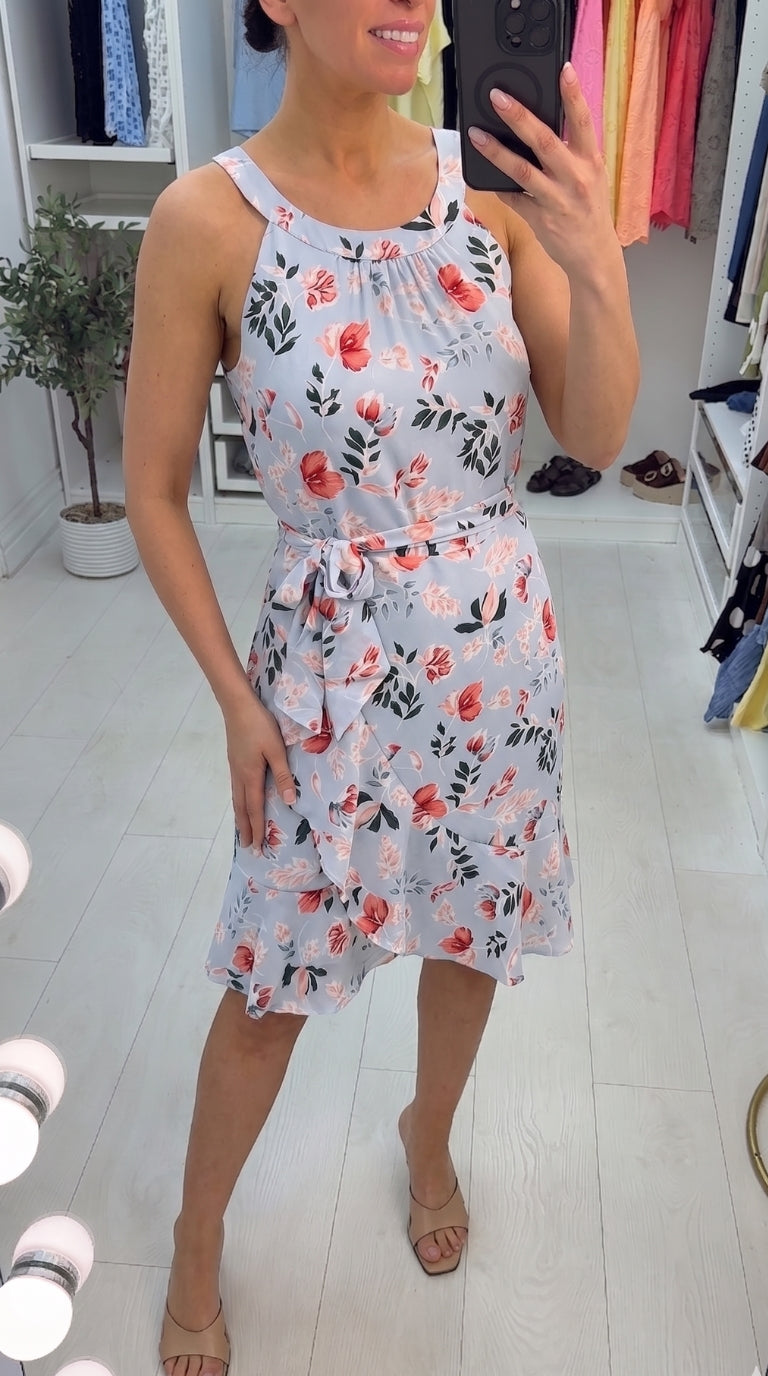 Valerie Floral Frill Detailed Tie Waist Dress
