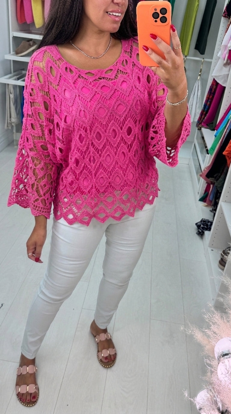 Naida Crochet Batwing Top