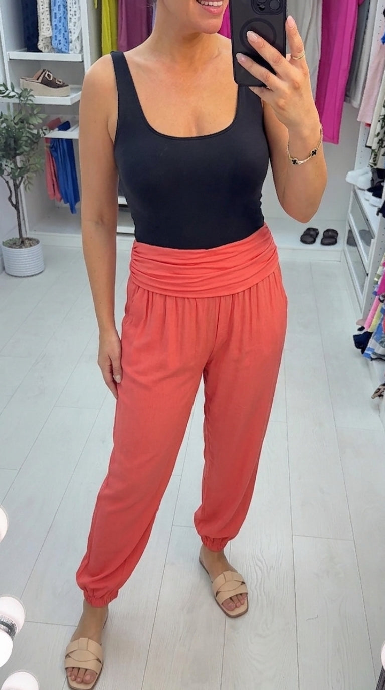 Carole Plain Oversized Style Elasticated Waistband Harems