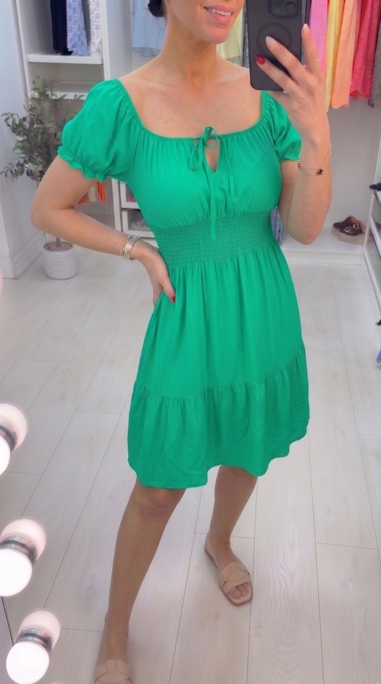 Dita Bardot Style Tie Neck Dress
