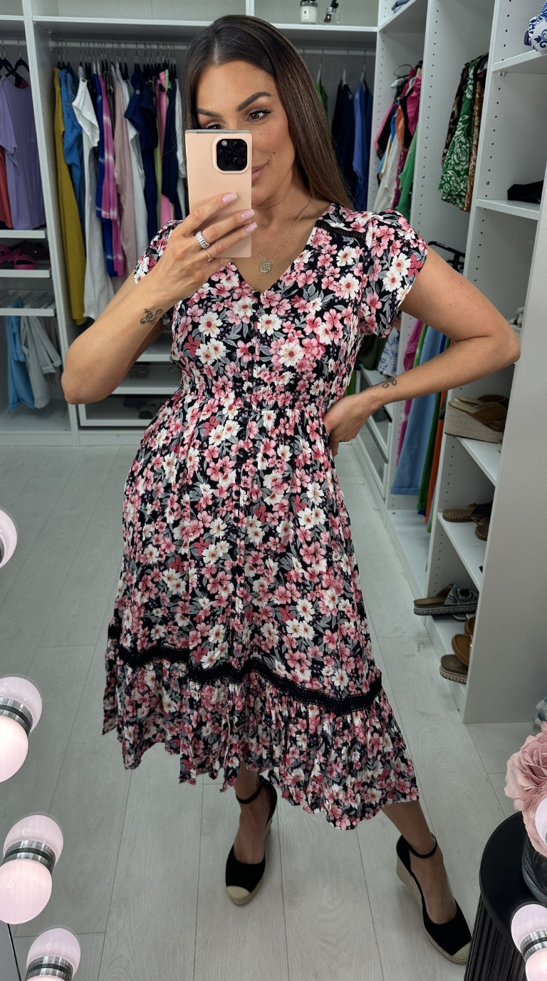 Colmar Floral Lace Detail Midi Dress
