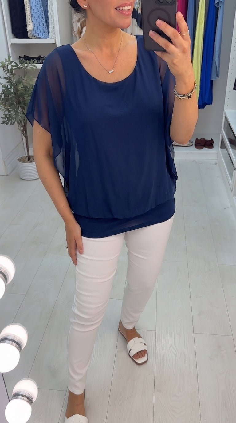 Carrin Plain Bubble Hem Chiffon Top