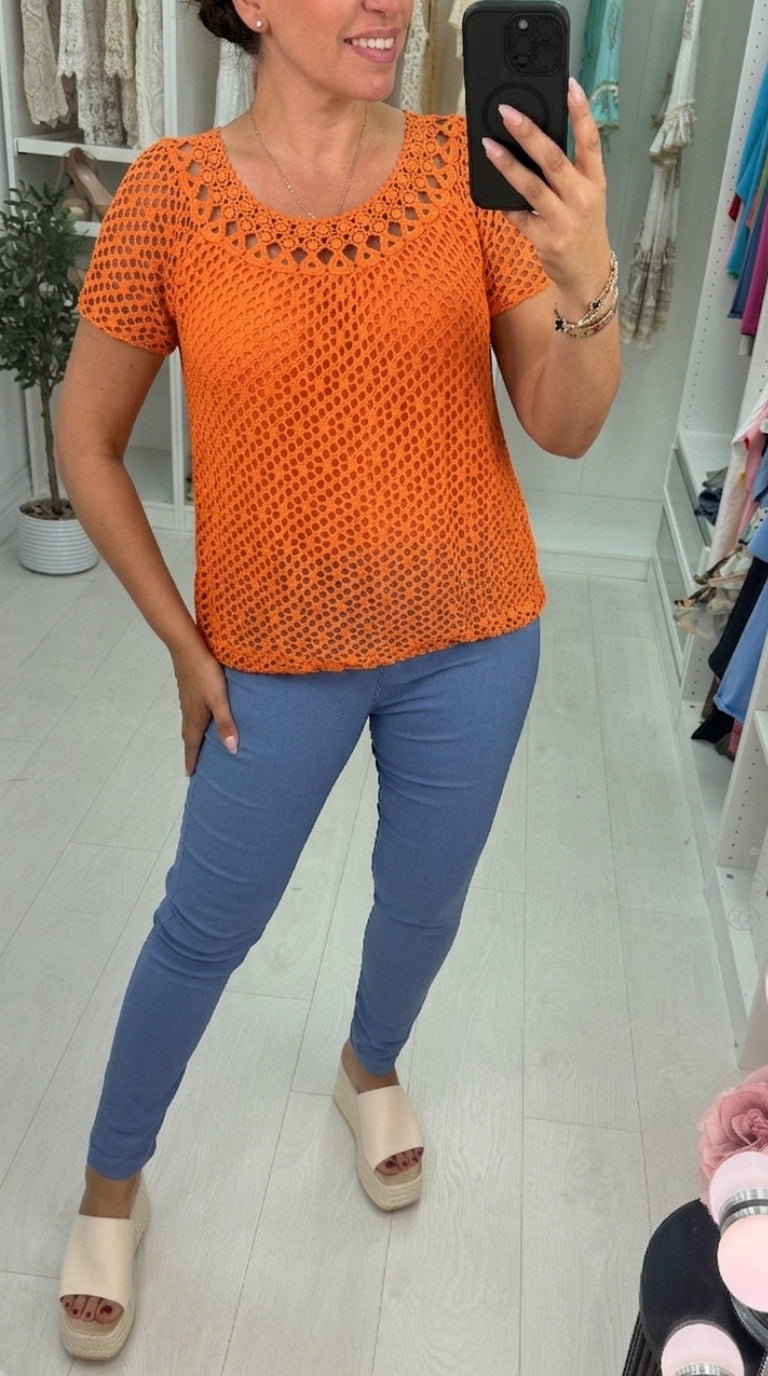Casandra Crochet Bubble Hem Top