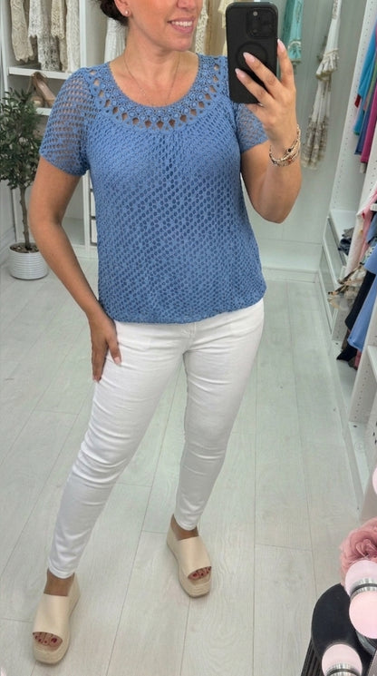 Casandra Crochet Bubble Hem Top