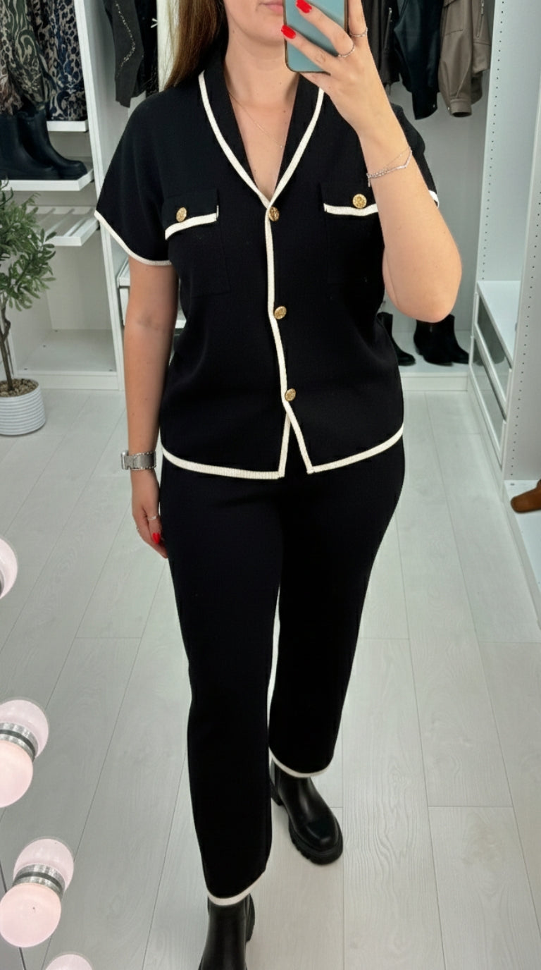 Renice Colour Block Hem V Neck Co-Ord Set