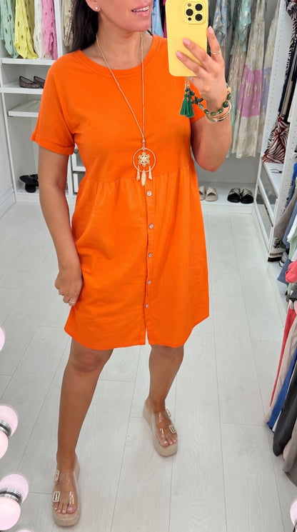 Palmina Button Detailed Necklace Dress