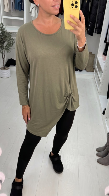 Barlow Jersey Plain Knot Front Detail Top