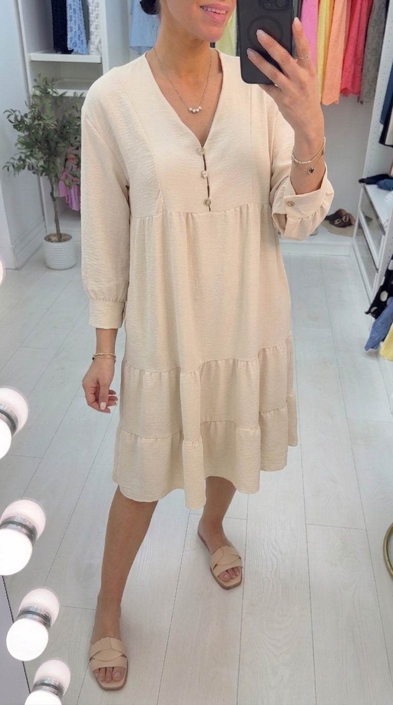 Lumi Plain Tiered Hem Smock Dress
