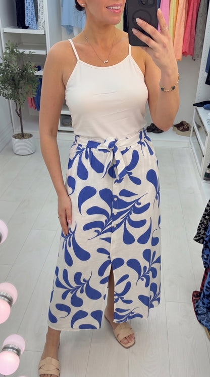 Toria Abstract Print Elasticated Waist Skirt
