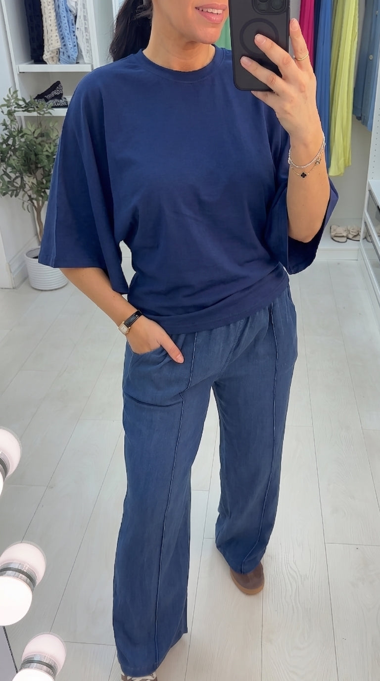 Myra Plain Cinched Batwing Sleeve T-shirt