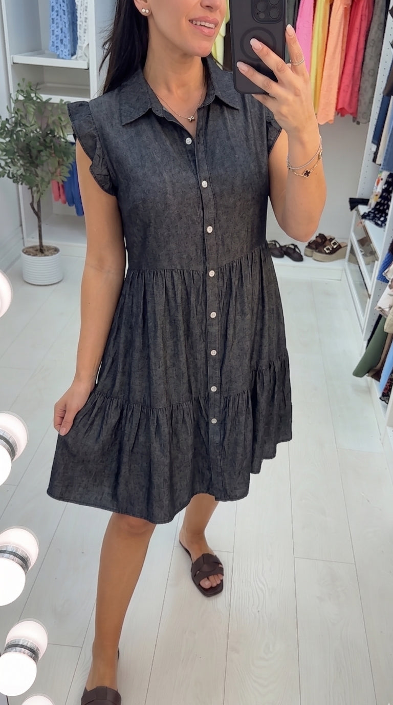 Ally Denim Smock Shirt Midi Dress