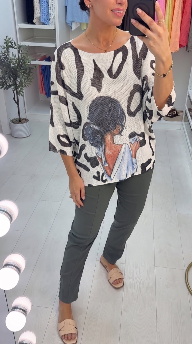 Viviana Cheetah 'Coffee' Print Batwing Top
