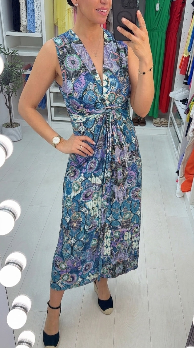 Edonia Abstract Print Wrap Effect Dress