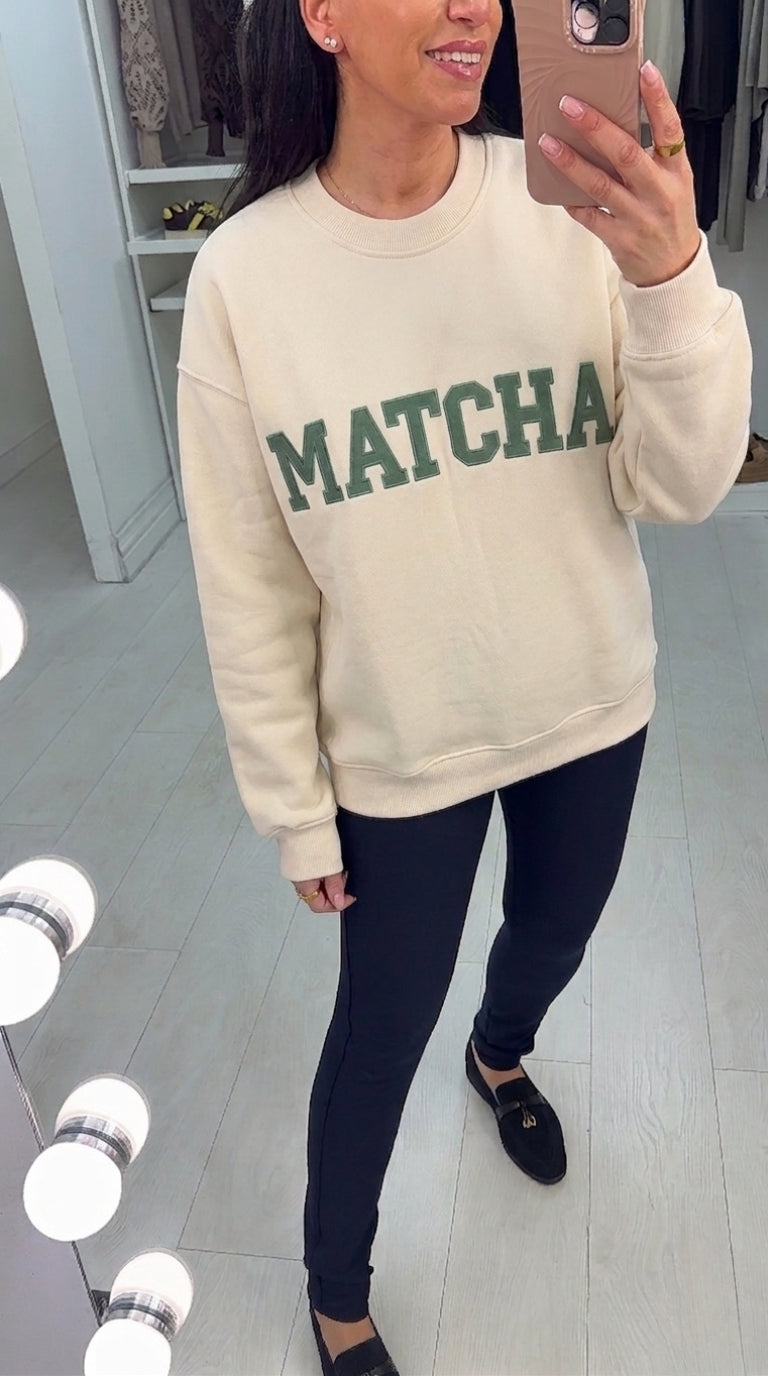 Matila 'Matcha' Slogan Crewneck Sweatshirt