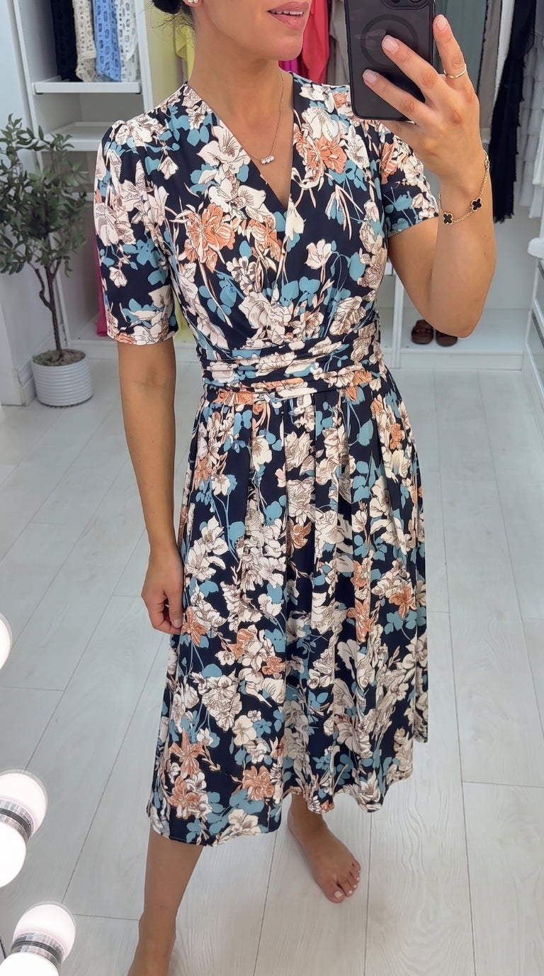 Kibble Navy Floral Print Dress