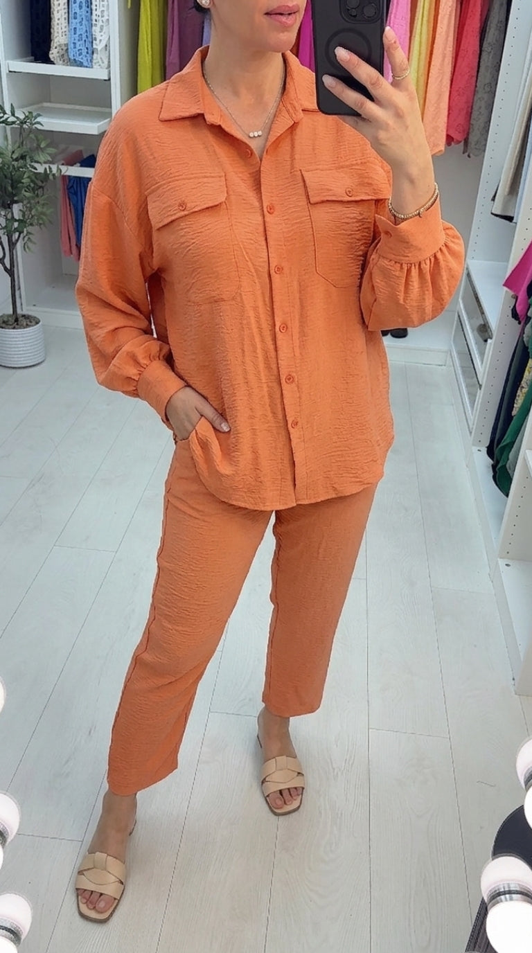 Kyara Paper Bag Trouser Pocket Blouse Two Piece Co-ord Set