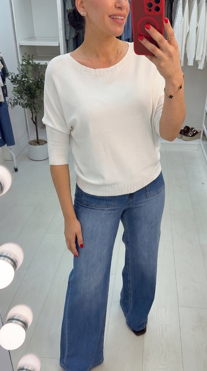 Kasandra Plain Thin Knit Batwing Top