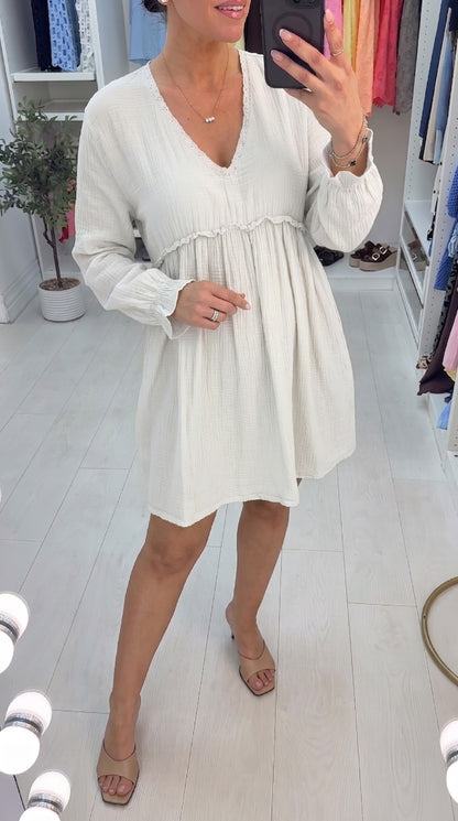 Florrie Lace Detail Cheesecloth Babydoll Dress