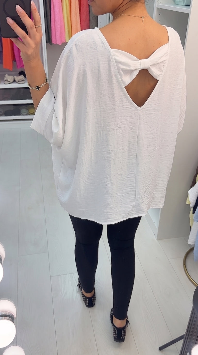 Mylana Plain Bow Back Loose Fit Top