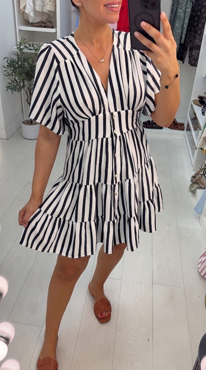 Loxley V Neck Striped Smock Dress