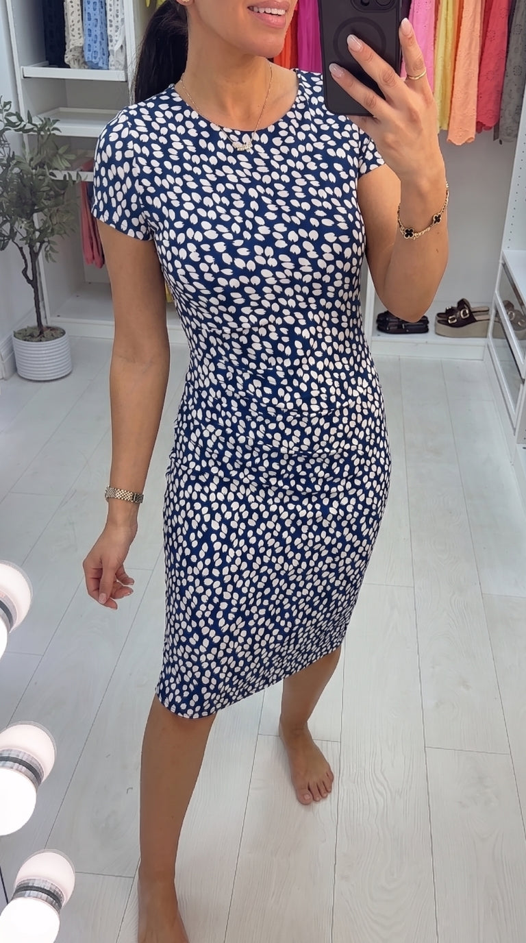Naomina Blue Textured Shift Dress