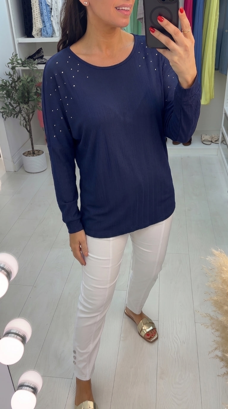 Pita Diamante Drape Back Detail Top