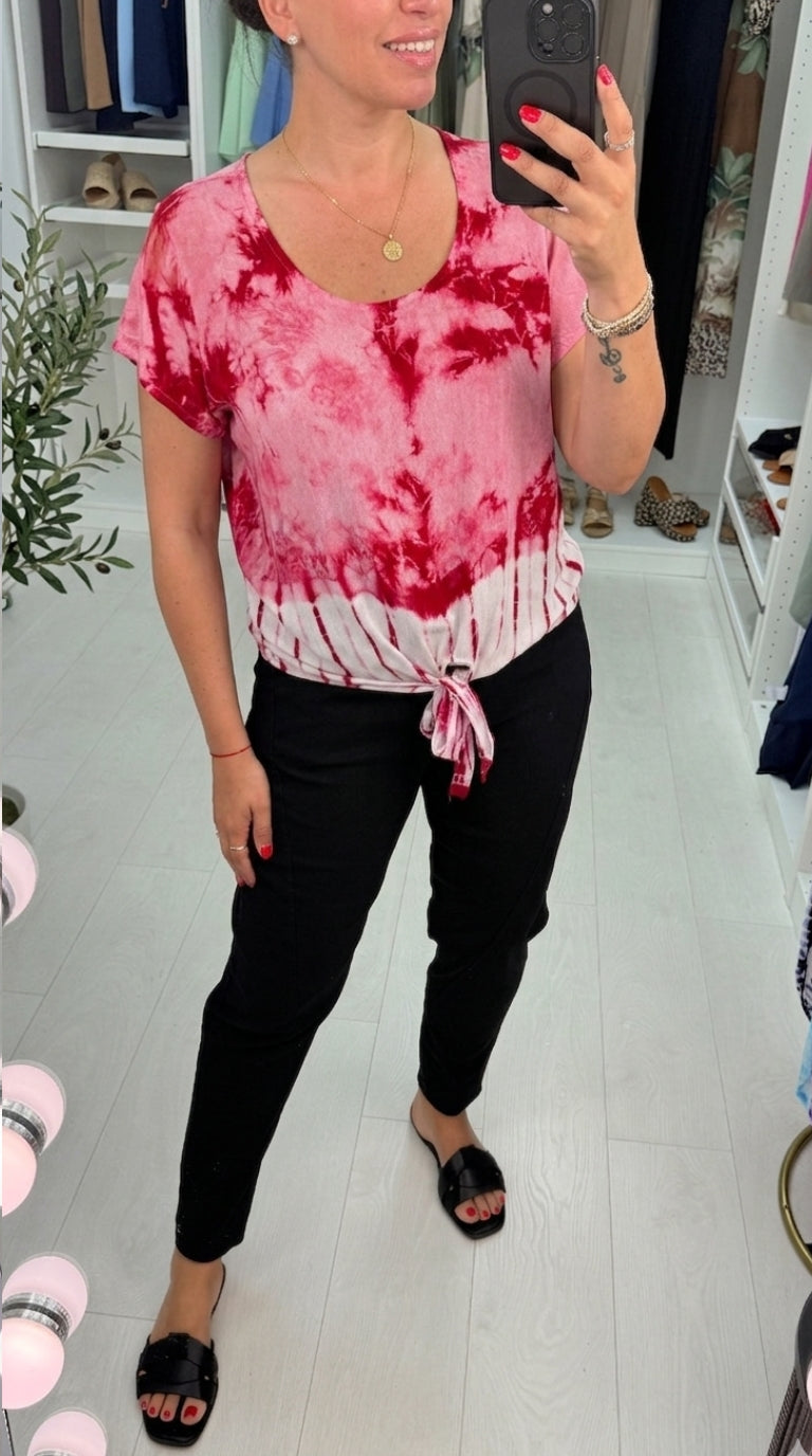 Onyx Tie Dye Tie Front T-Shirt