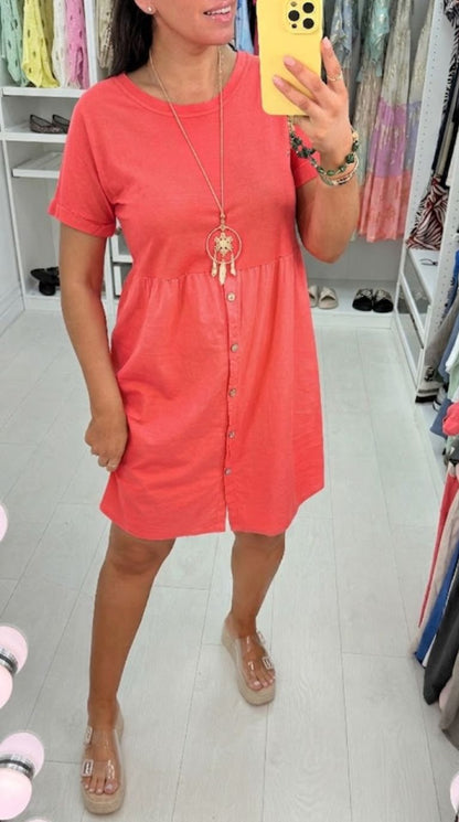 Palmina Button Detailed Necklace Dress