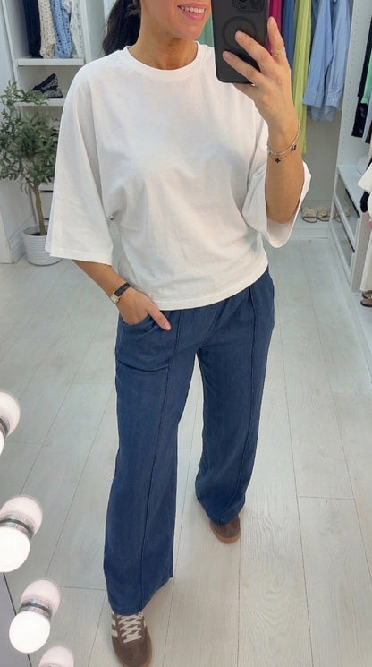 Myra Plain Cinched Batwing Sleeve T-shirt