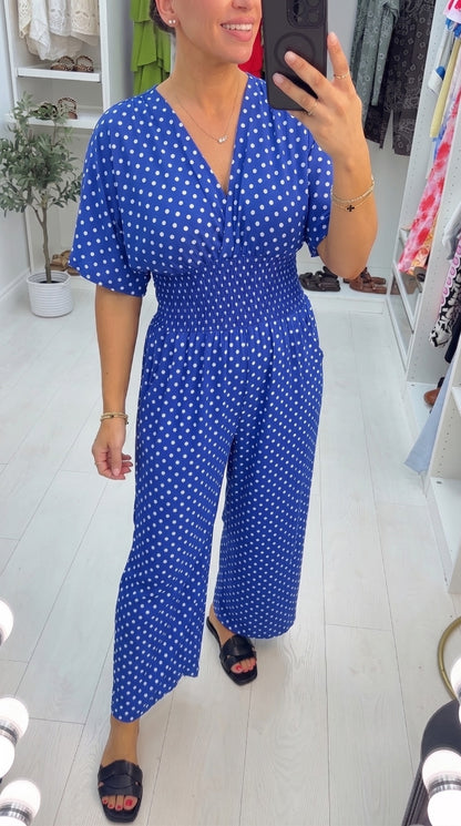 Hana Polka Dot V Neck Magic Jumpsuit