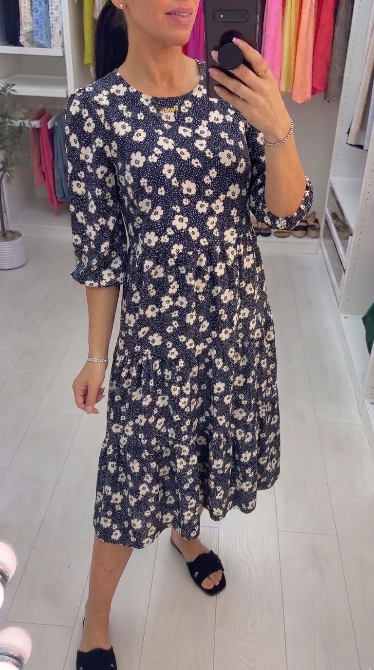 Jemima Floral Tiered Smock Midi Dress