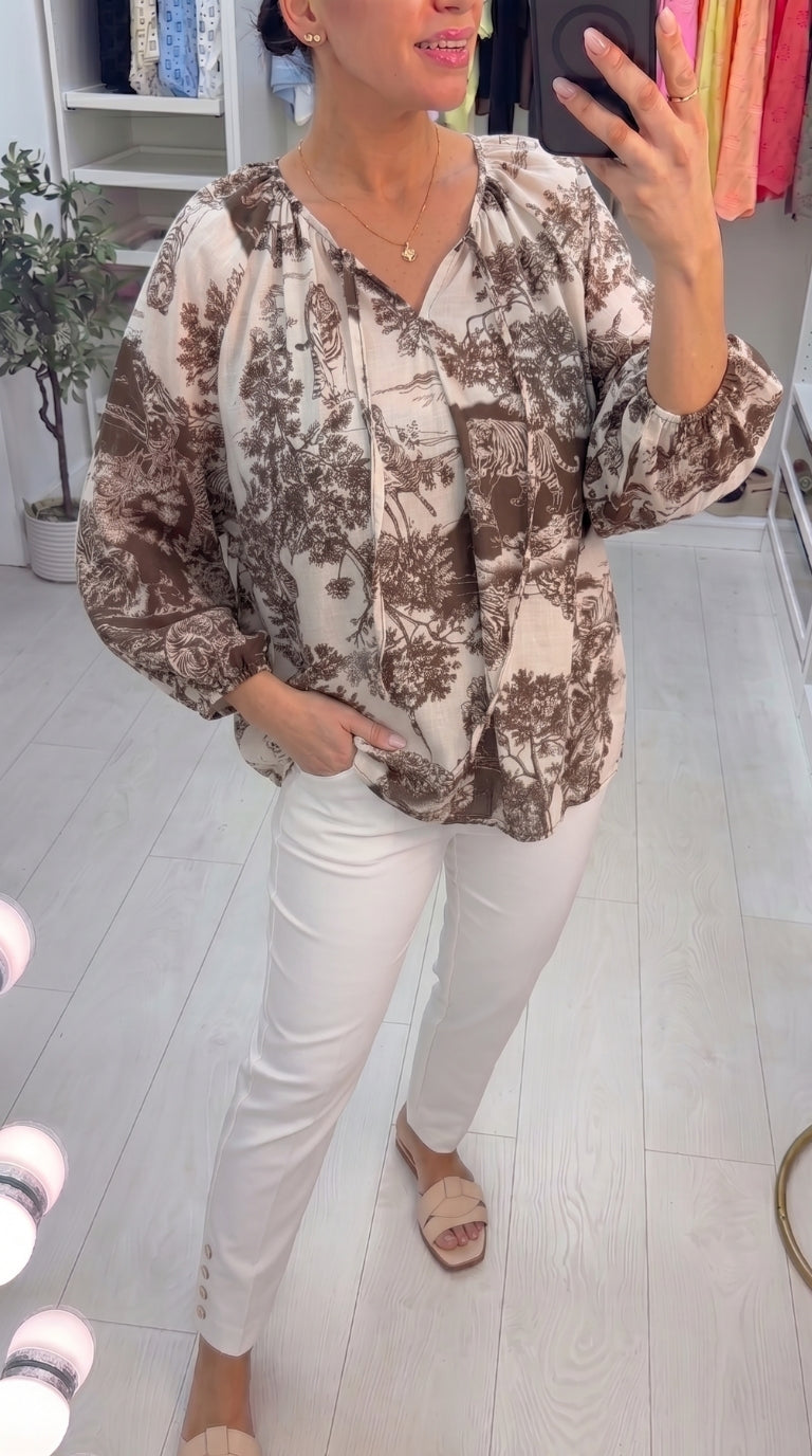 Eveline Jungle Print Loose Fit Lightweight Blouse