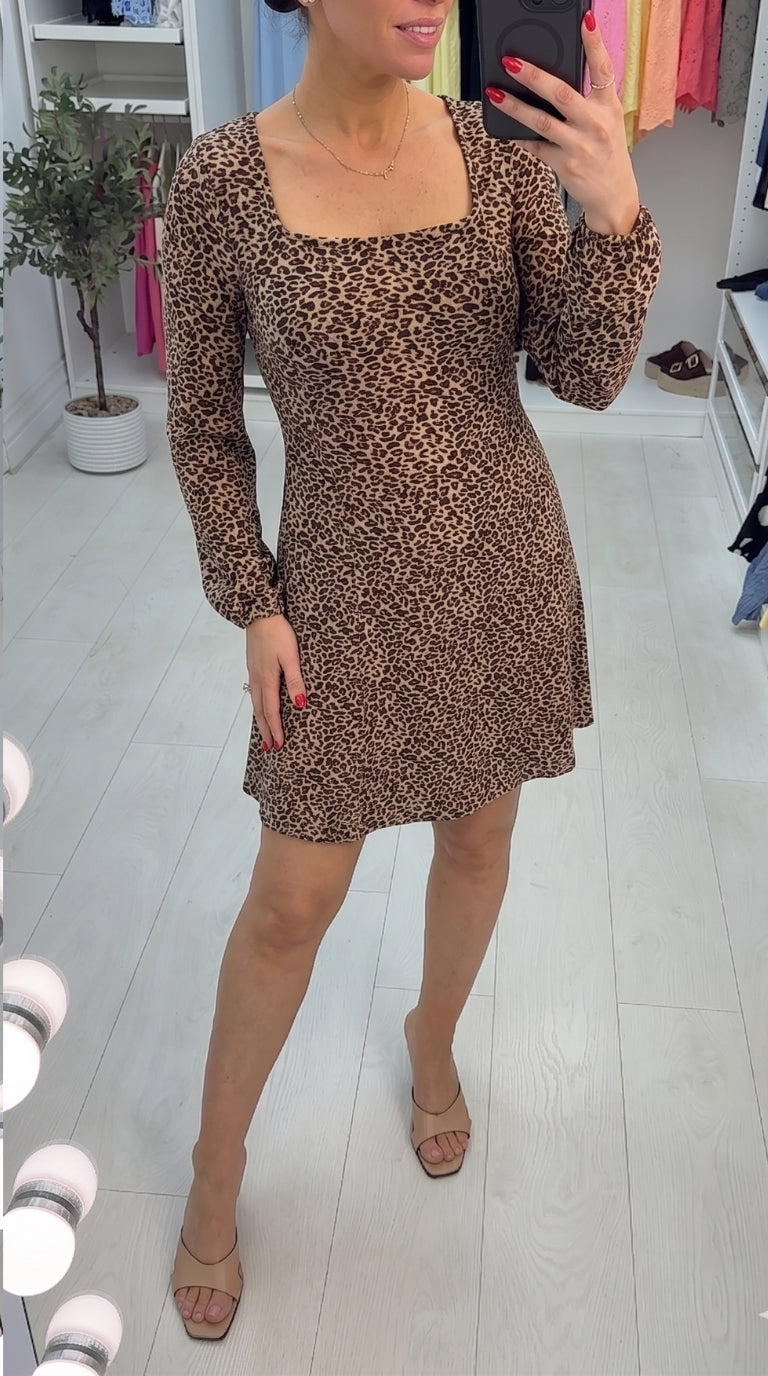 Sadia Leopard Print Tie Waist Dress