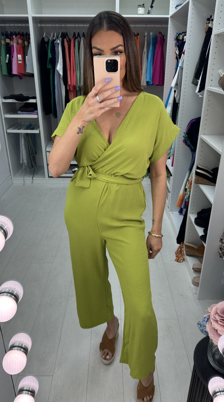 Indonesia Plain V Neck Crepe Jumpsuit