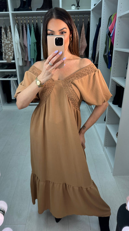 Priya Balloon Sleeve Smock Maxi Dress