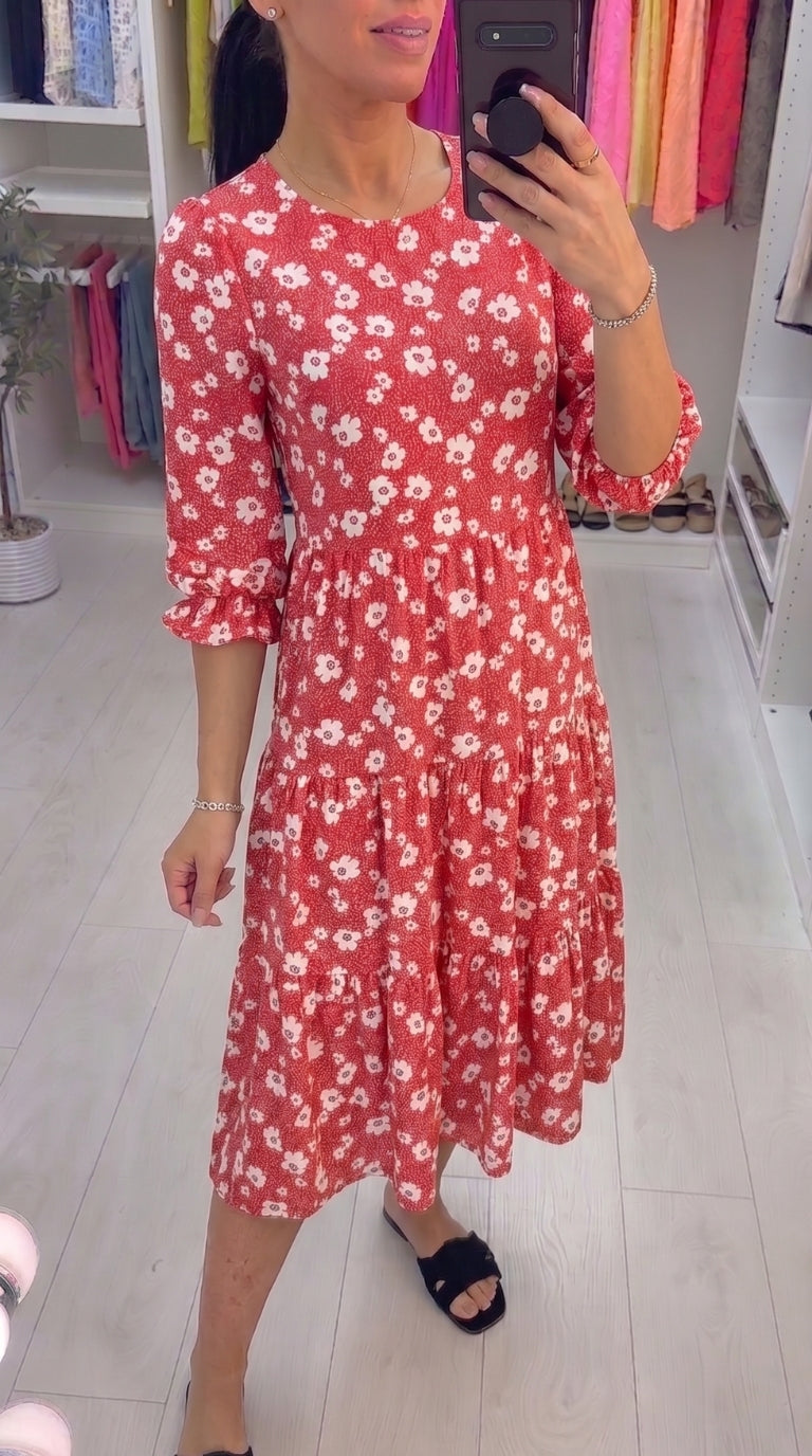 Jemima Floral Tiered Smock Midi Dress