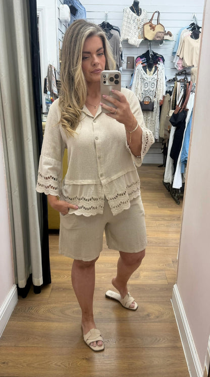 Florie Broidery Detail Shorts Co-Ord Set