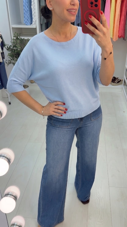 Kasandra Plain Thin Knit Batwing Top