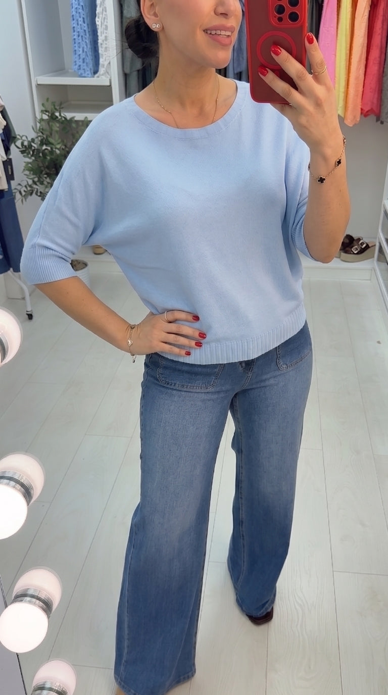 Kasandra Plain Thin Knit Batwing Top