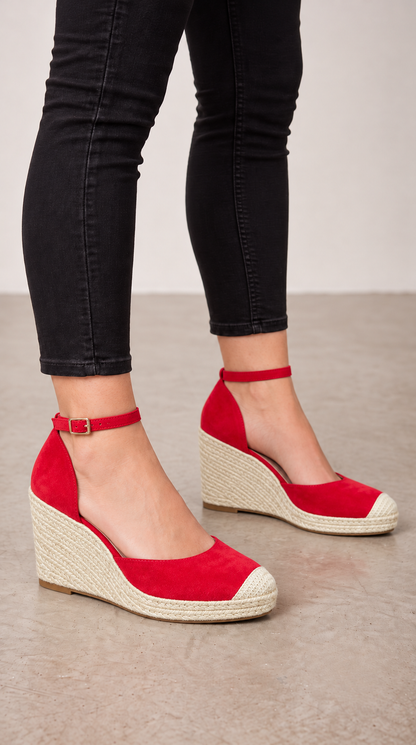 Almond Plain Faux Suede Wedges
