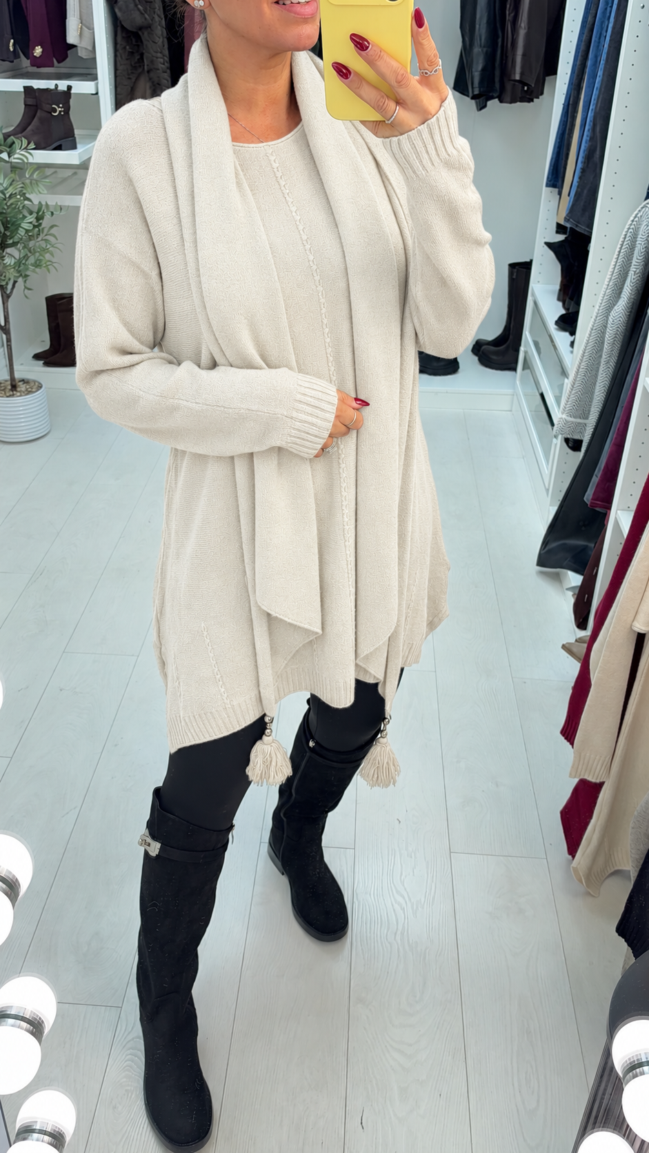 Kendra Plain Longline Scarf Jumper