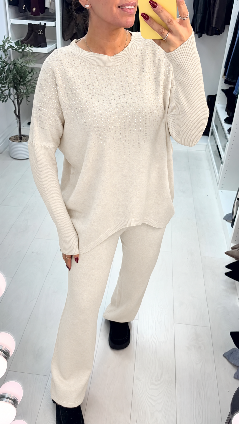 Justine Embellished Longline Dipped Hem Loungewear Set