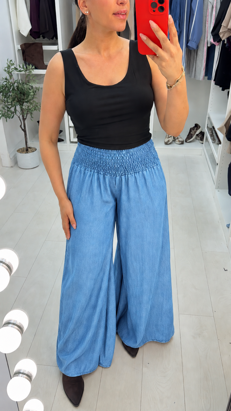 Cherie Elasticated Waist Loose Fit Denim Trousers