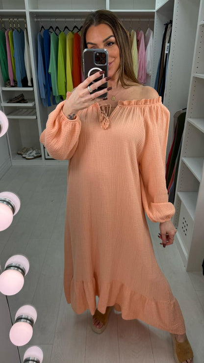 Ainsley Plain Cheesecloth Maxi Dress