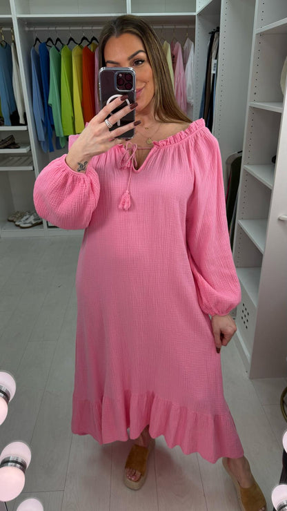 Ainsley Plain Cheesecloth Maxi Dress