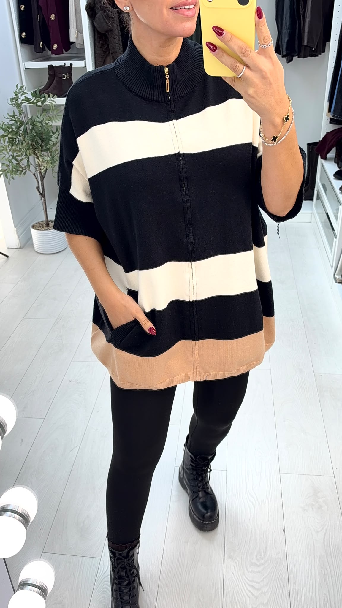 Clarissa Colour Block Zip Front Jumper
