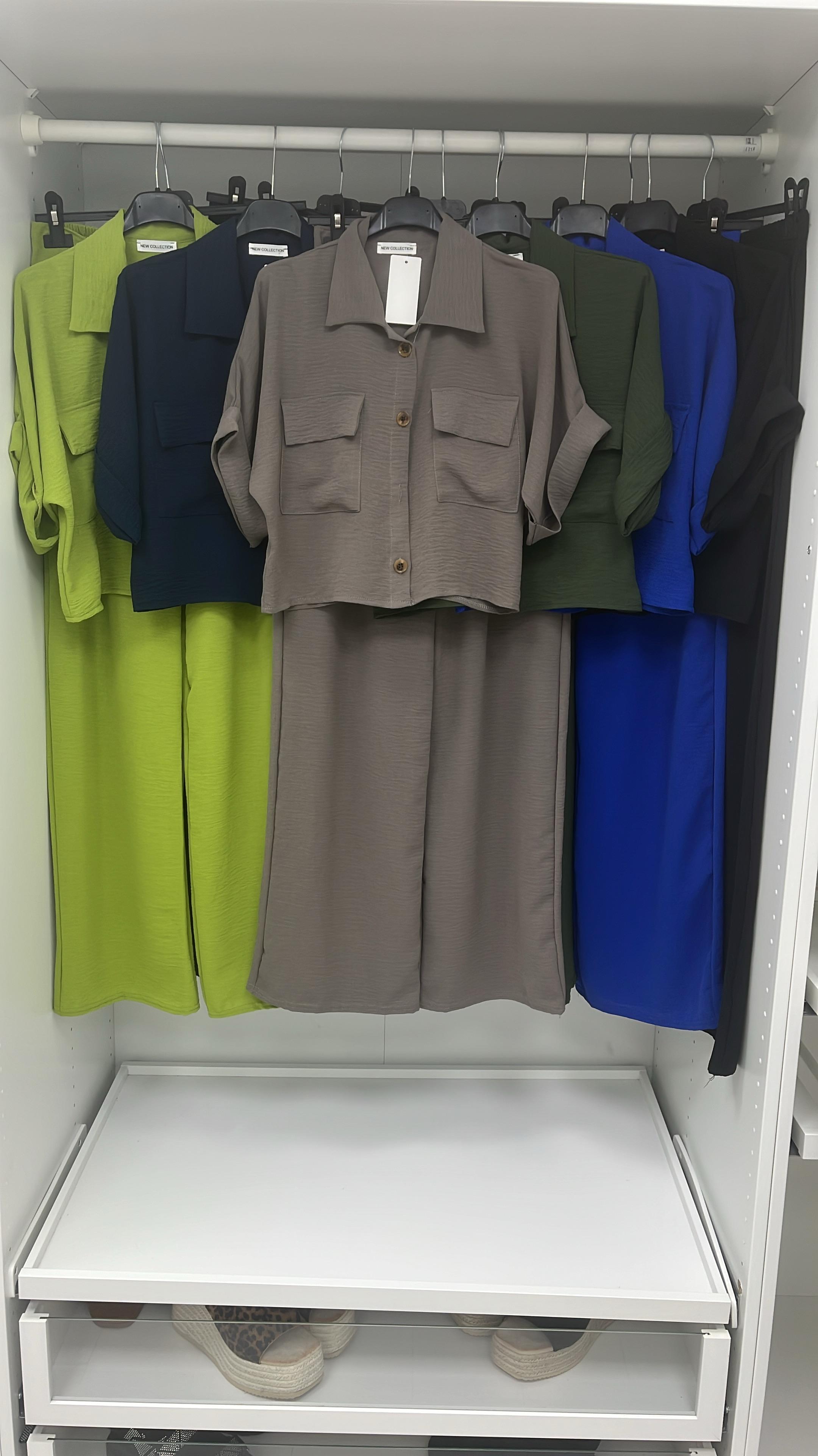 Shanice Plain Cropped Shirt Co-ord Set