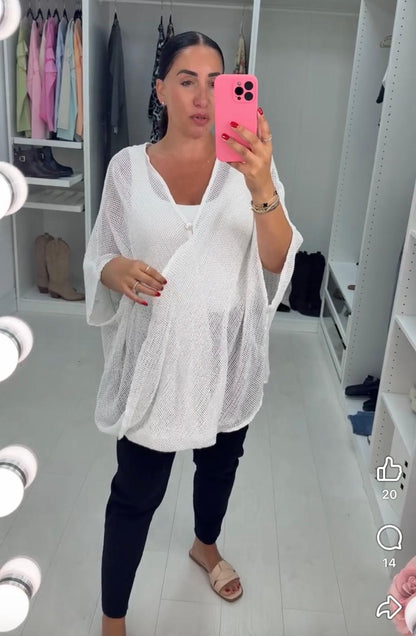 Missy Plain Crochet Draped Wrap-Effect Top