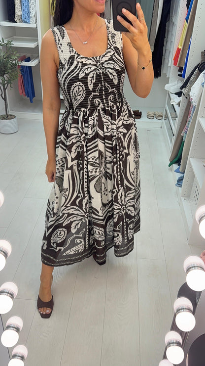 Dalia Shirred Bust Poplin Maxi Dress