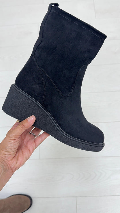 Iyla Faux Suede Platform Wedge Boots